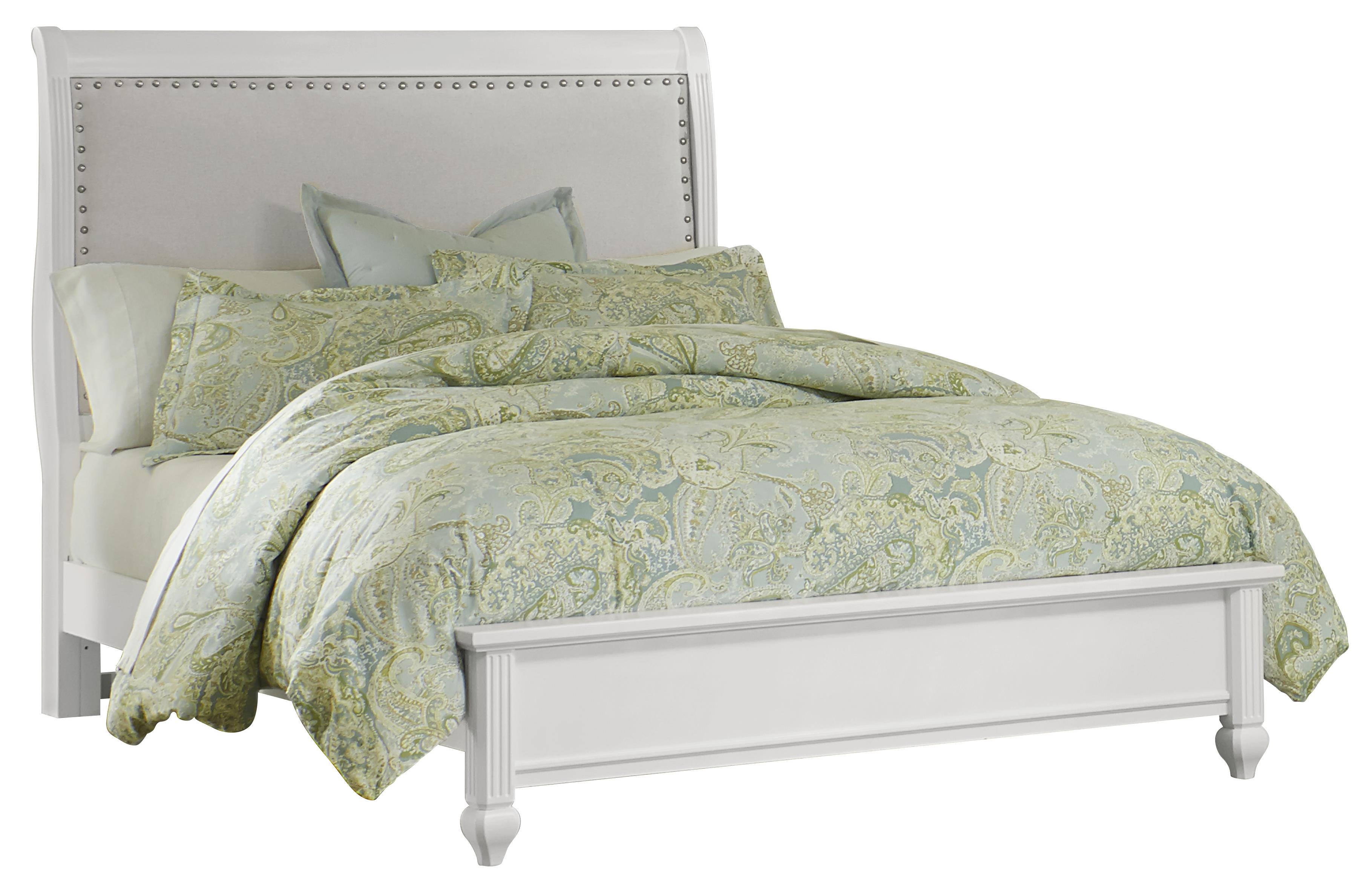 Vaughan Bassett French Market Twin Bed w/ Upholstered Headboard & Low